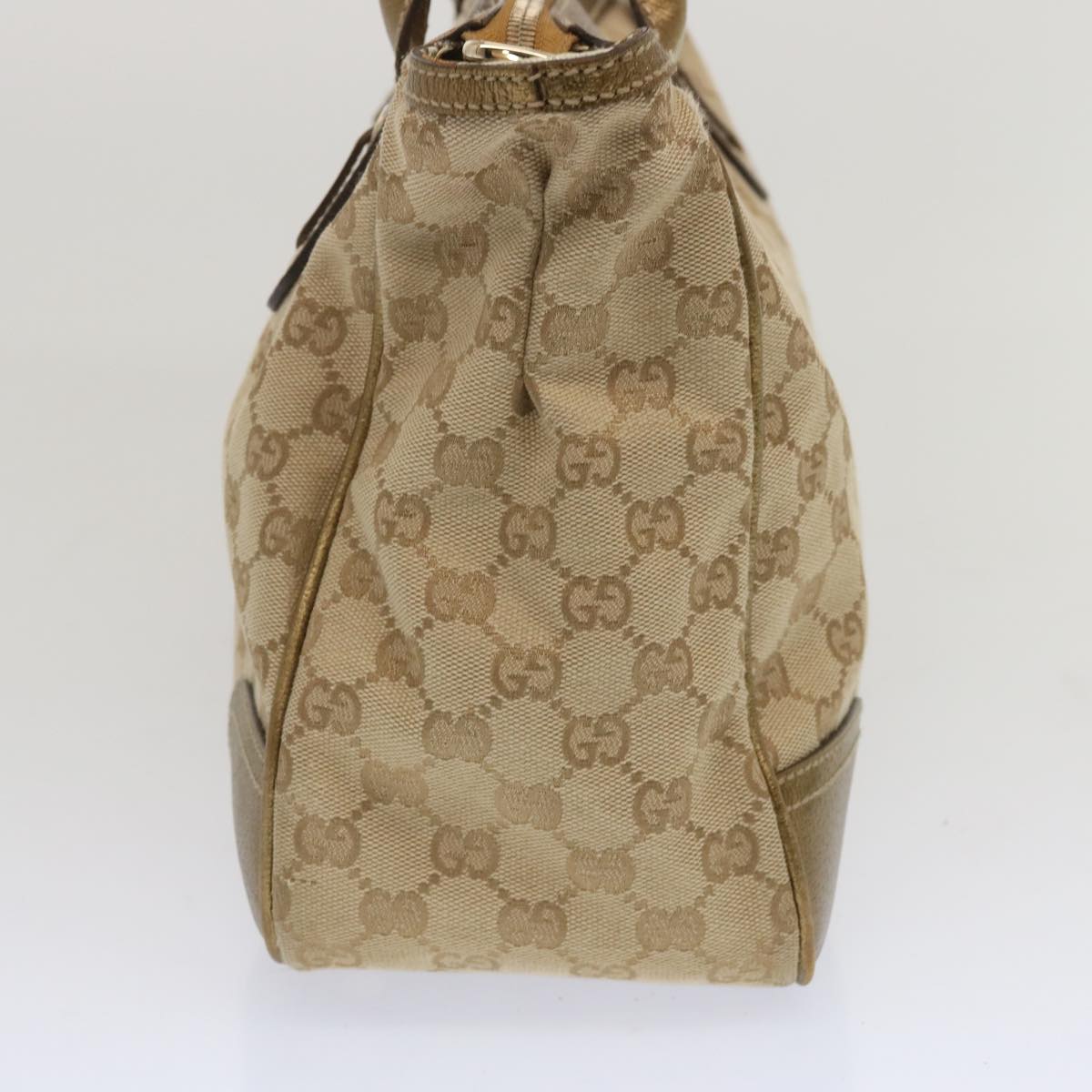 GUCCI GG Canvas Hand Bag Beige Gold Tone 177052  67377