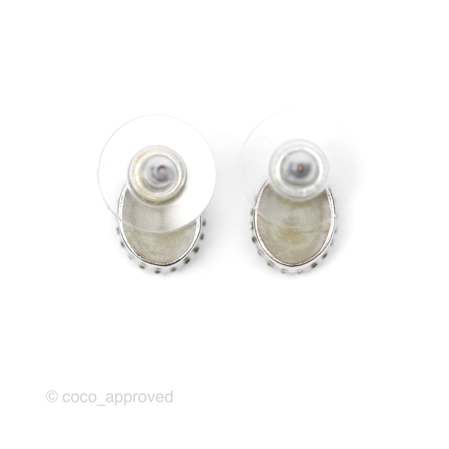 Chanel CC Round Earrings Silver Tone 19P