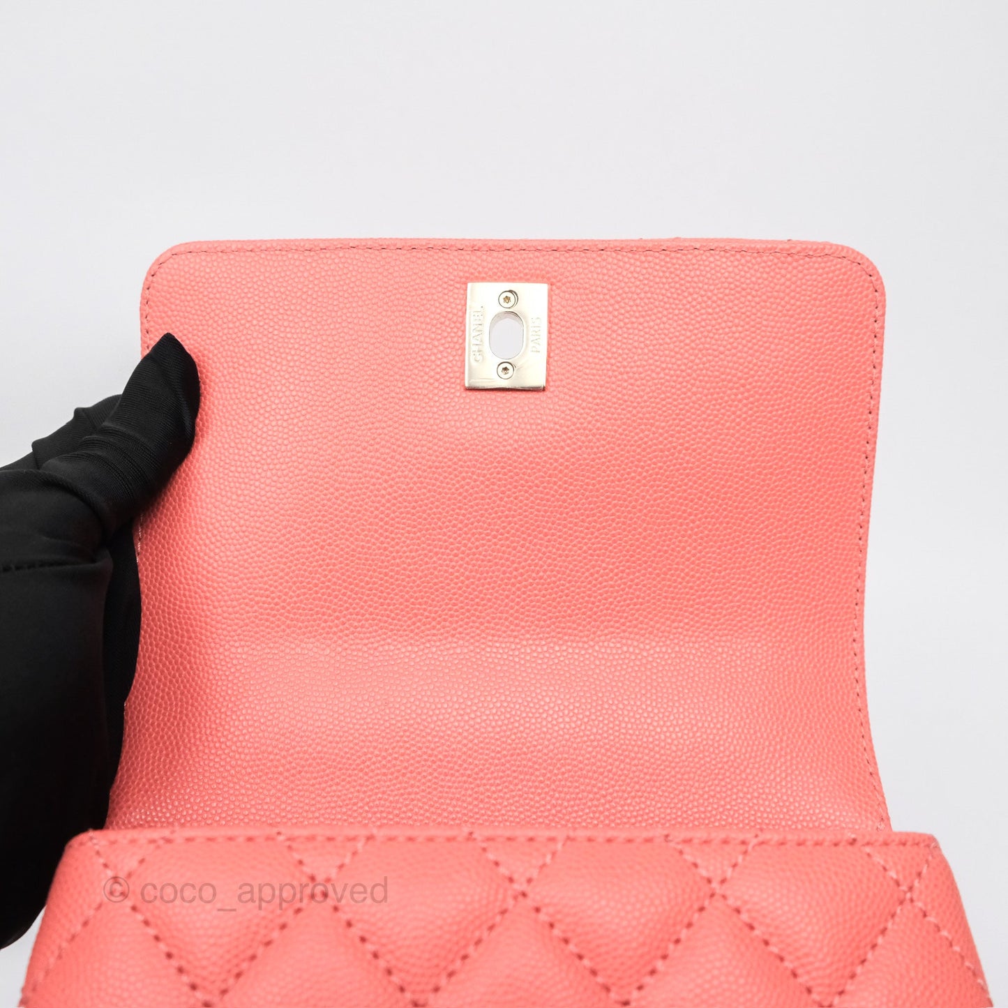 Chanel Mini Coco Handle Quilted Pink Caviar Gold Hardware
