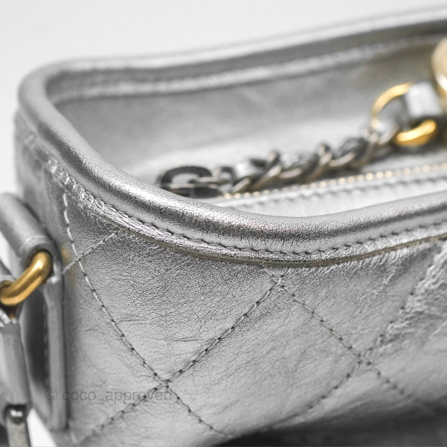 Chanel Large Gabrielle Hobo Metallic Silver Aged Calfskin Mixed Hardware