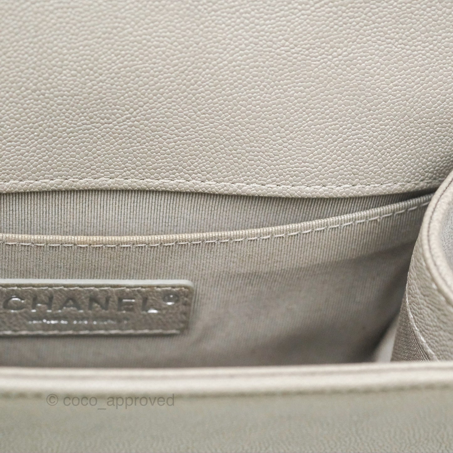 Chanel Small Boy Grey Caviar Silver Hardware