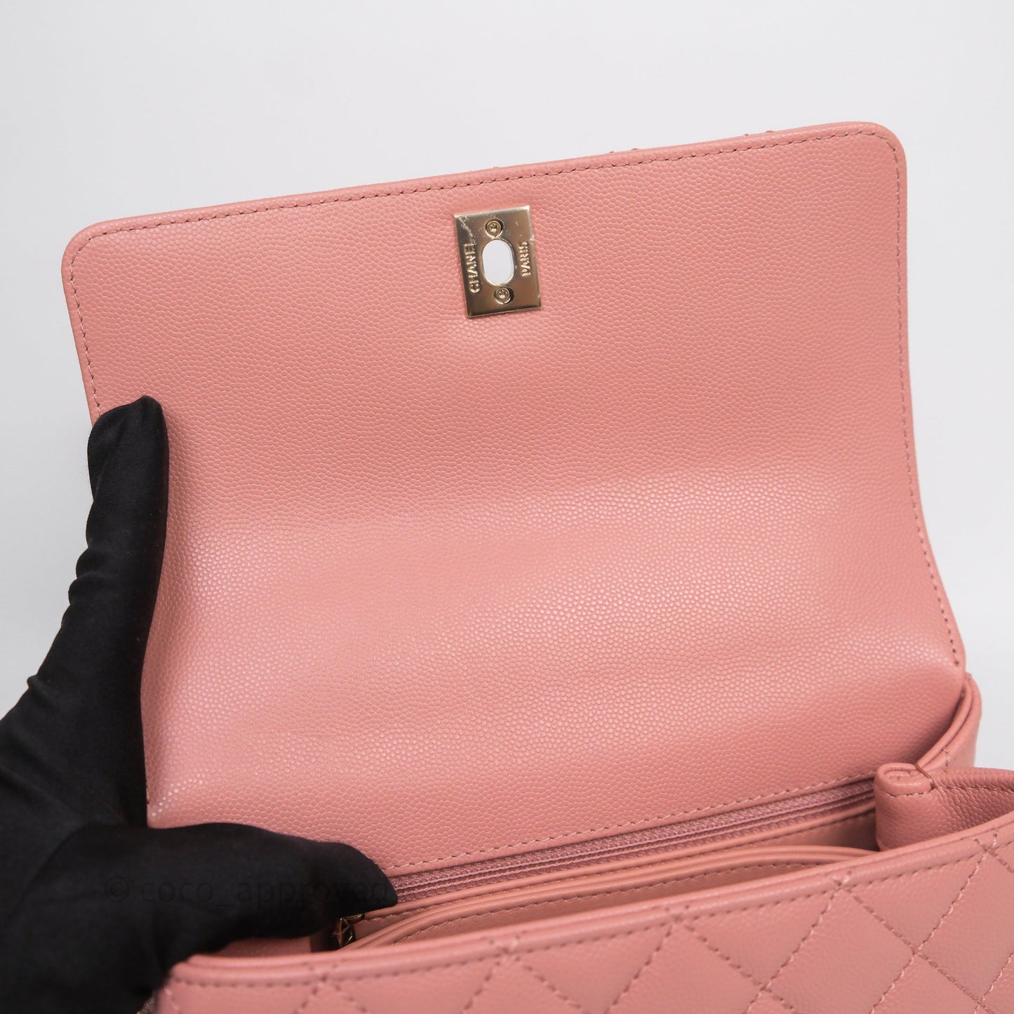 Chanel Small Coco Handle Quilted Pink Caviar Gold Hardware