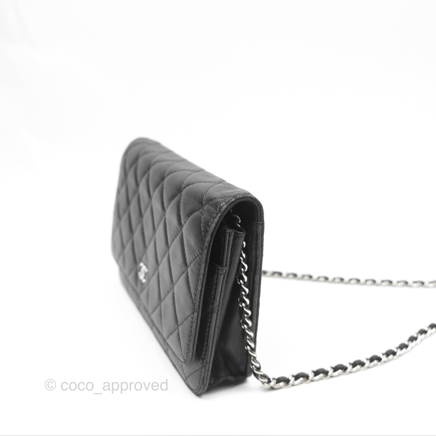 Chanel Quilted Wallet on Chain WOC Black Lambskin Palladium Hardware