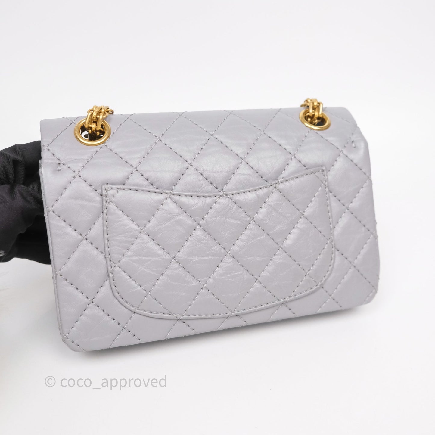 Chanel Mini Reissue 224 Grey Aged Calfskin Aged Gold Hardware