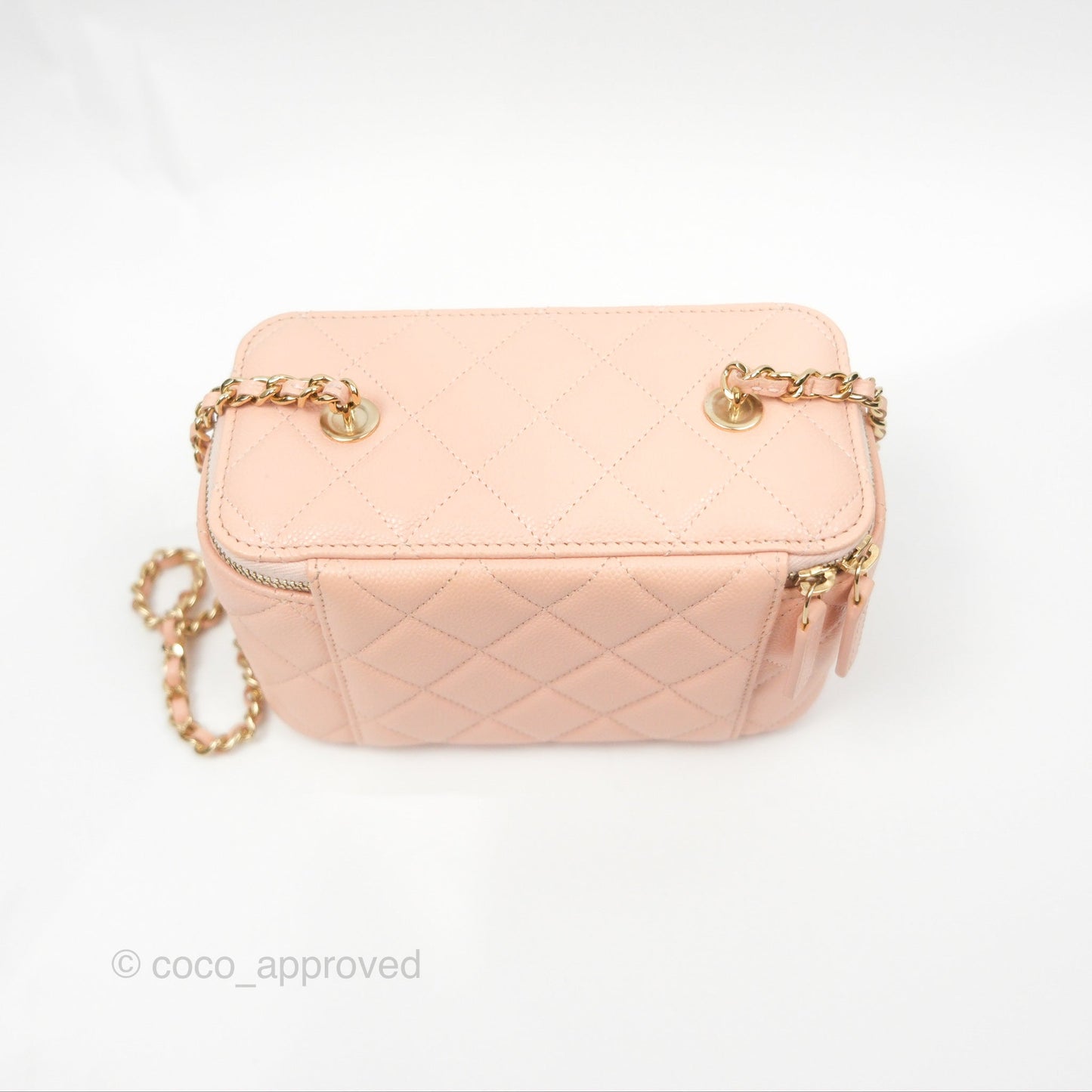 Chanel Vanity Rectangular Pink Beige Caviar Gold Hardware