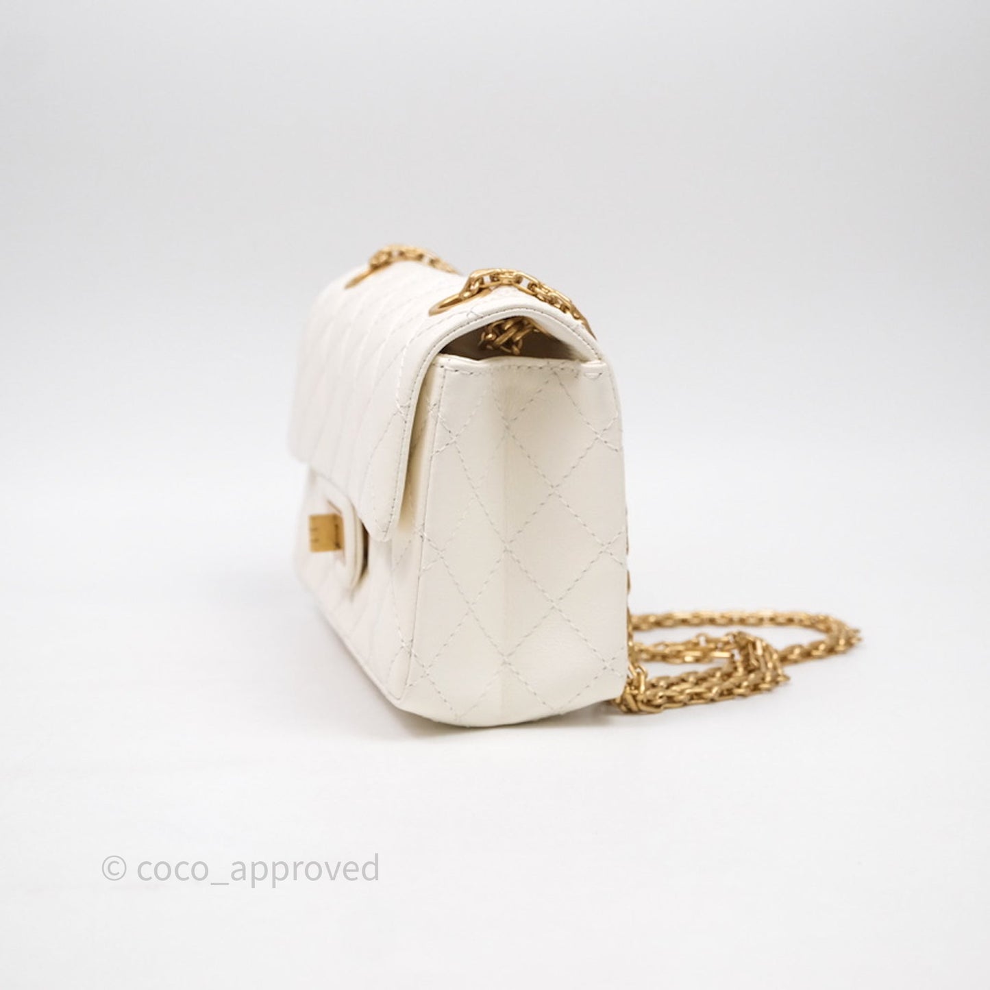 Chanel Mini Reissue 224 White Calfskin Aged Gold Hardware
