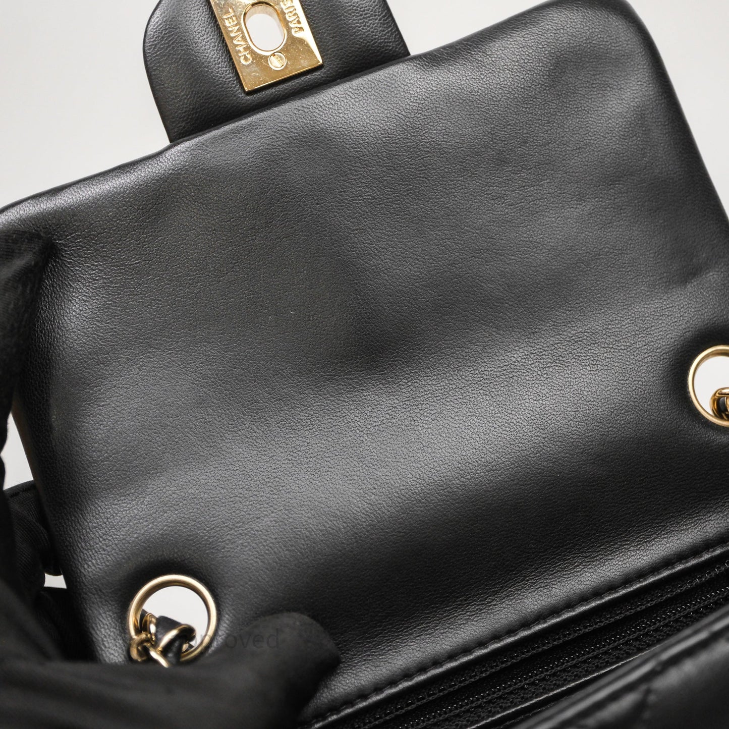 Chanel Mini Square Quilted Black Lambskin Gold Hardware