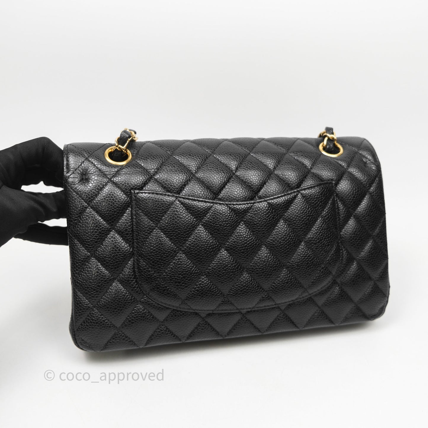 Chanel Classic M/L Medium Flap Quilted Black Caviar Gold Hardware
