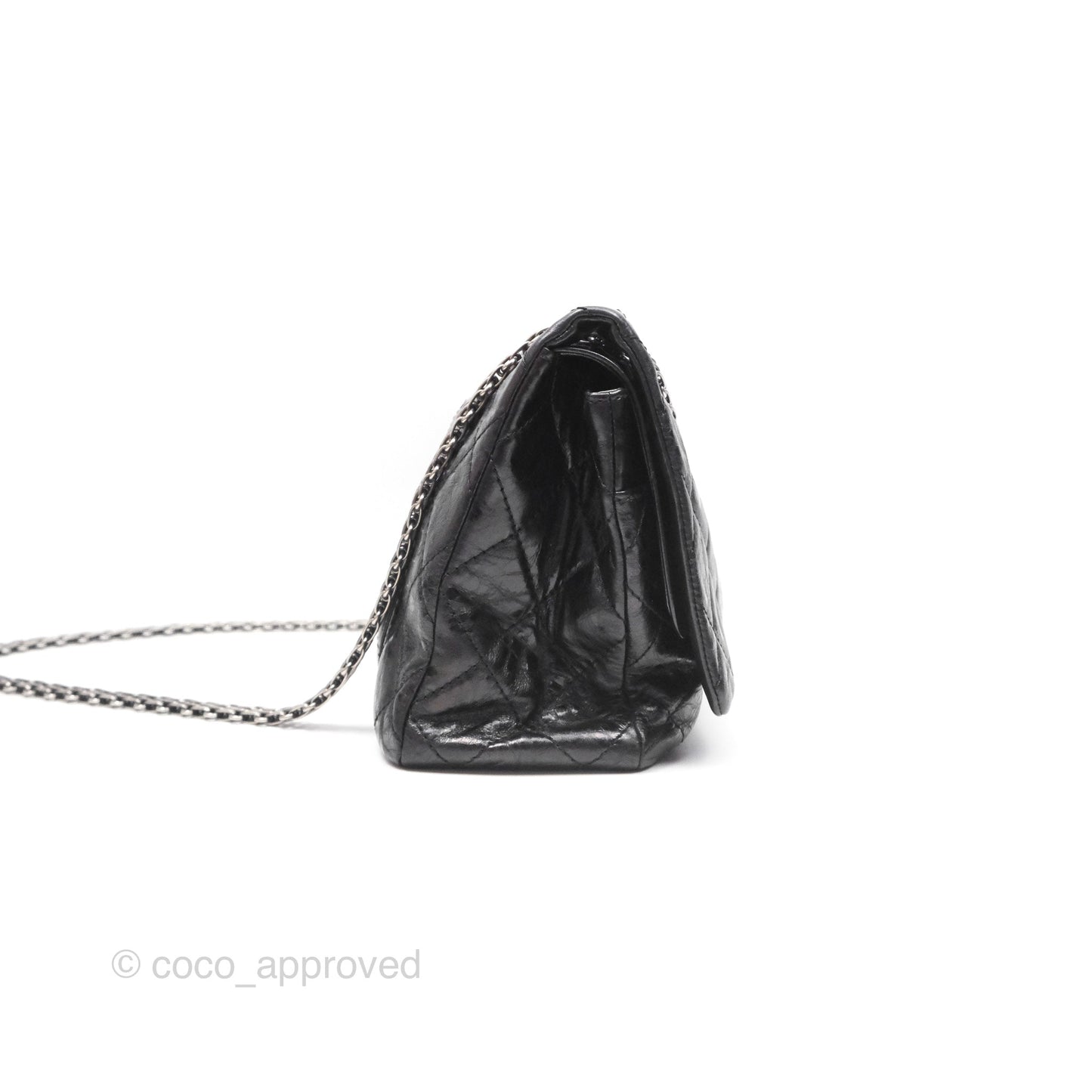 Chanel 228 Reissue Flap Quilted Black Crumpled Calfskin Ruthenium Hardware