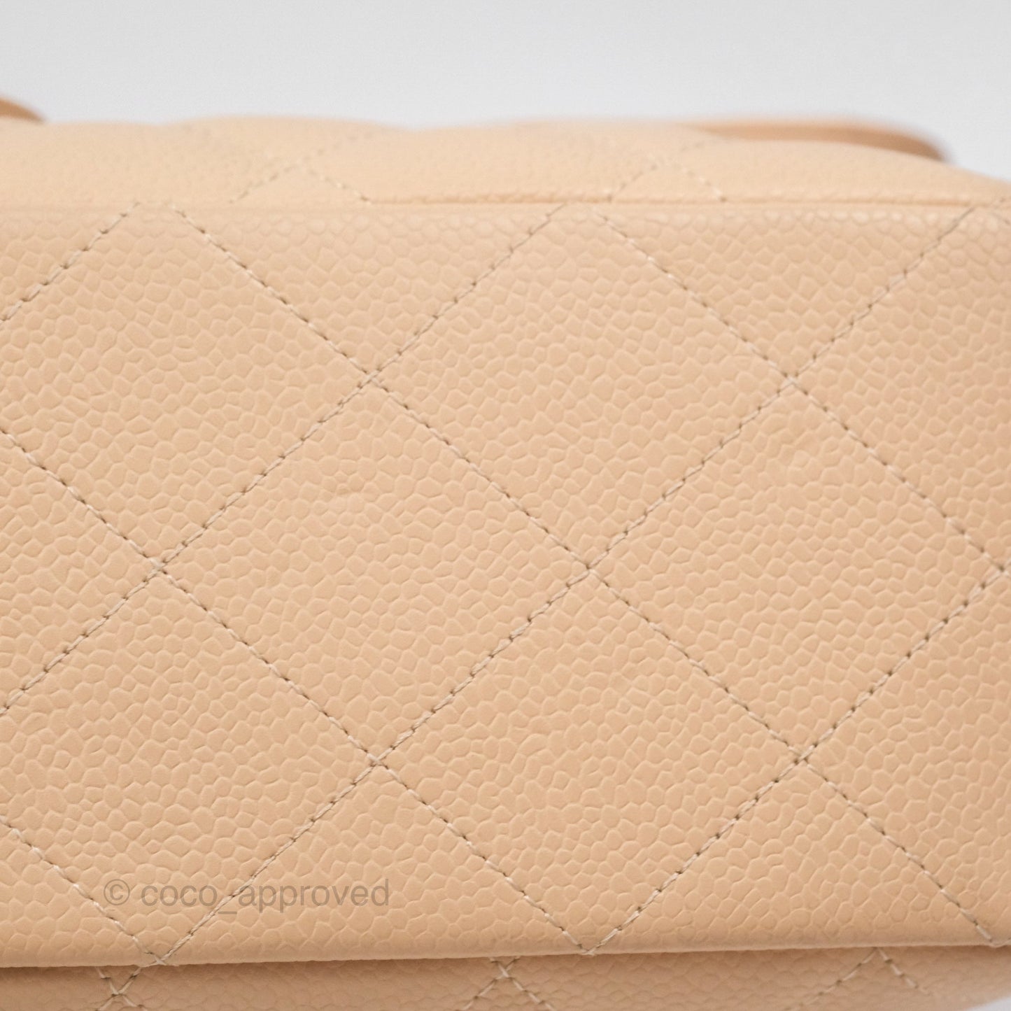 Chanel Jumbo Single Flap Quilted Beige Caviar Gold Hardware