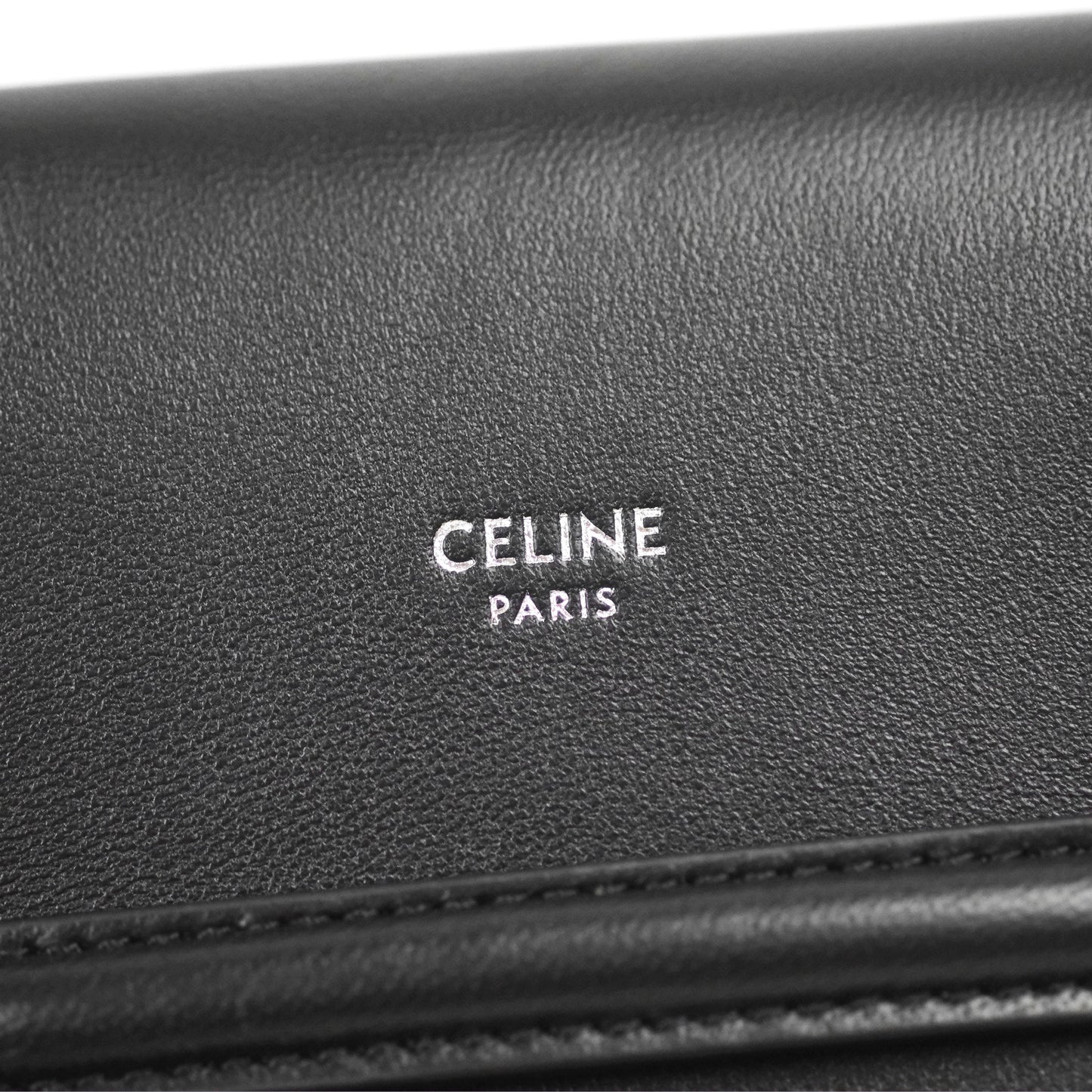Celine Phone Pouch with Flap Black Triomphe Canvas Lambskin