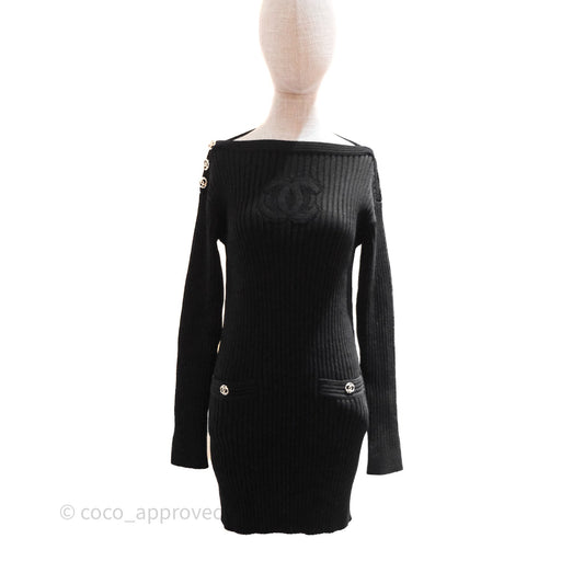 Chanel Knit Dress Black Size 34