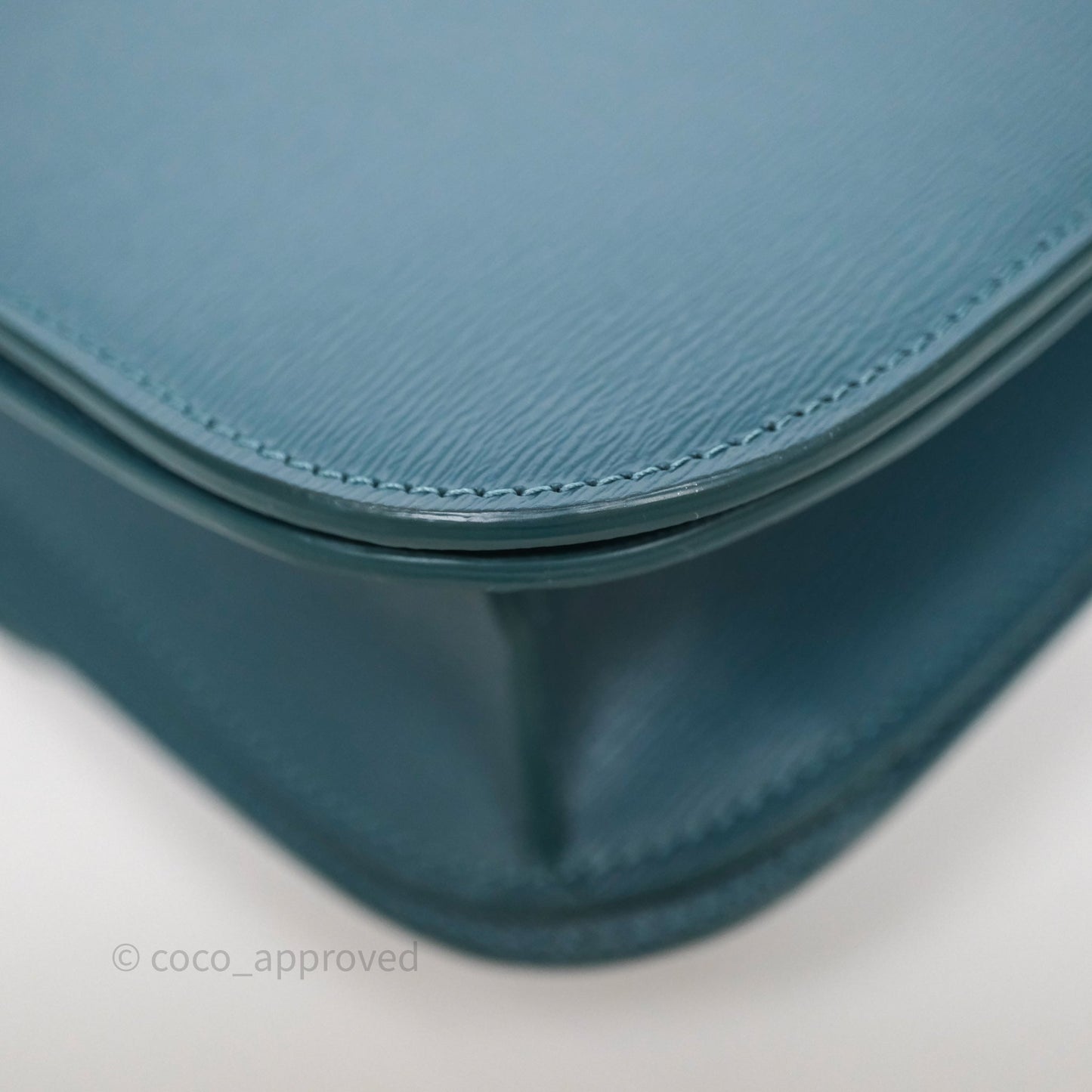 Celine Medium Classic Box Flap Blue Green Calfskin Gold Hardware