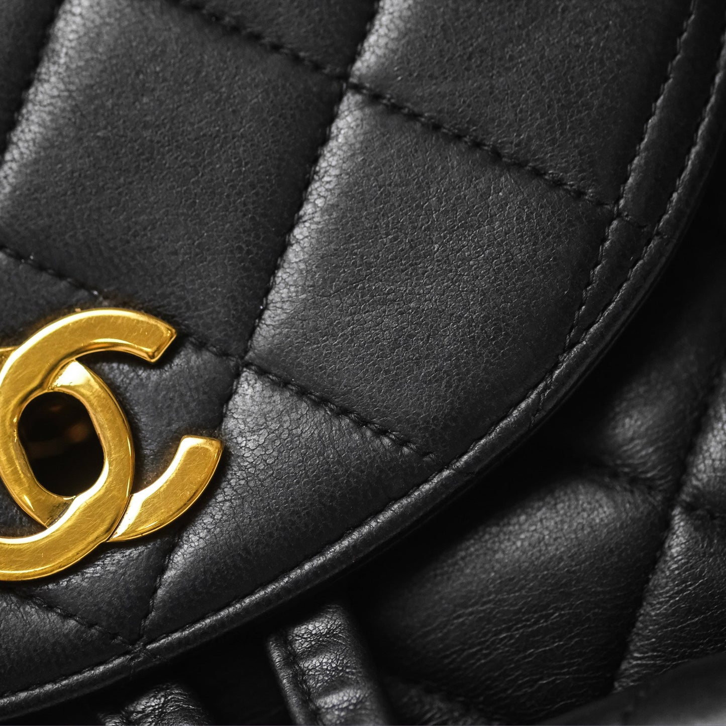 Chanel Vintage CC Duma Backpack Black Lambskin 24K Gold Hardware