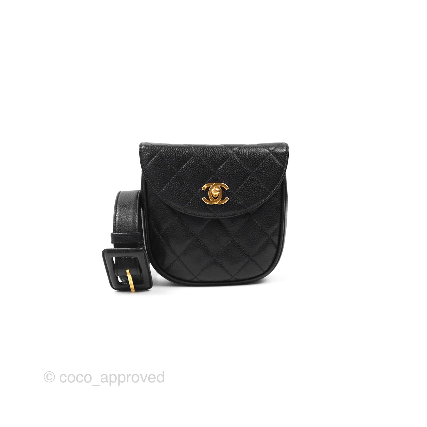 Chanel Vintage Belt Bag Black Caviar 24K Gold Hardware