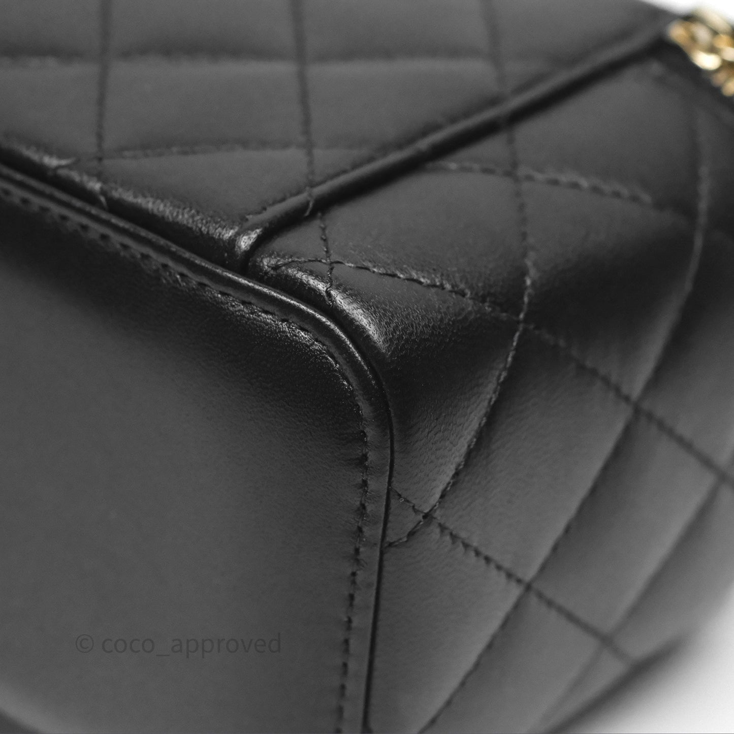 Chanel Vanity Rectangular Top Handle Black Lambskin Gold Hardware