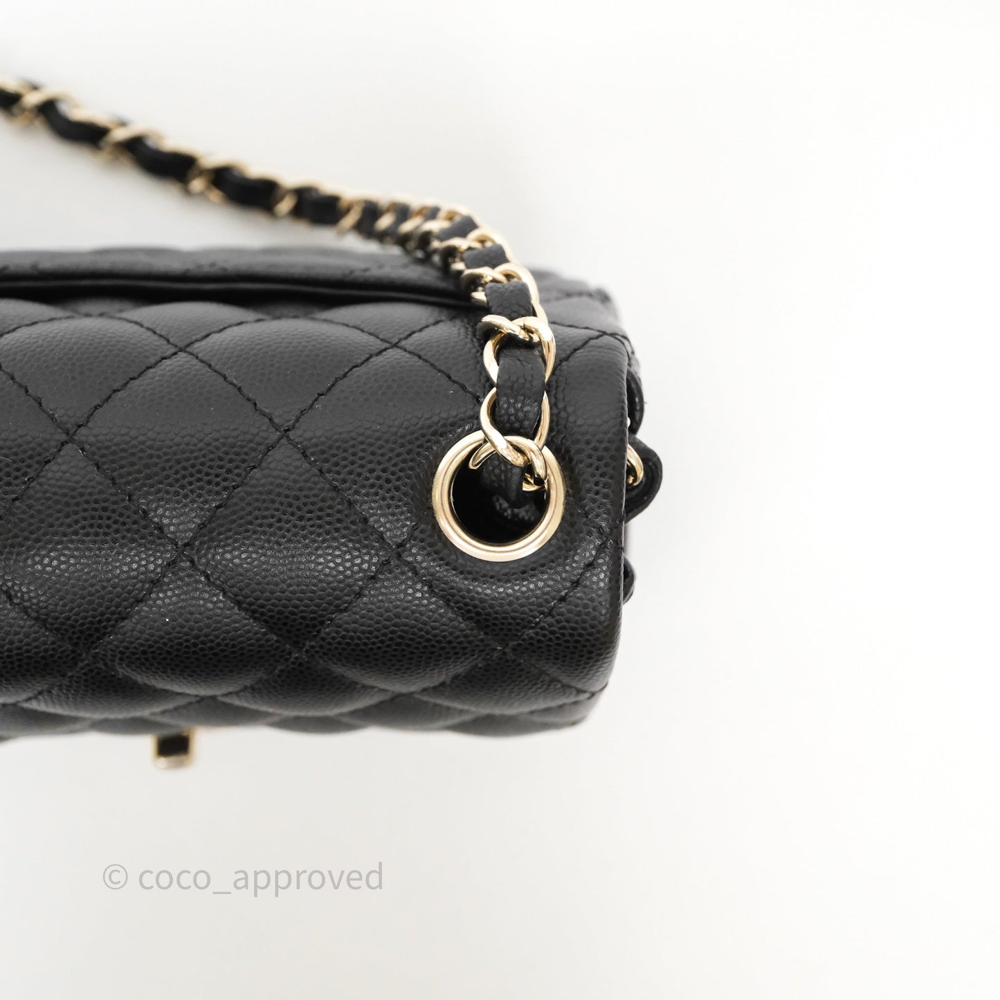 Chanel Mini Square Black Caviar Gold Hardware
