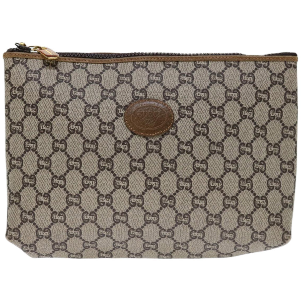 GUCCI GG Plus Supreme Clutch Bag PVC Beige  67588