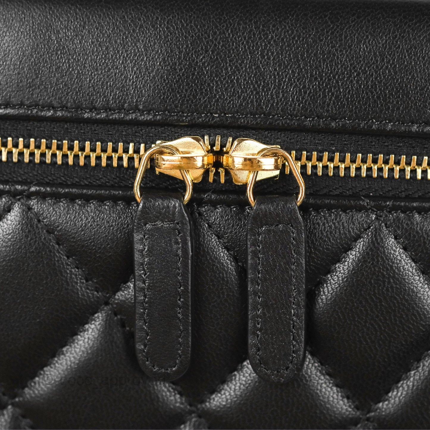 Chanel Classic Cosmetic Vanity Pouch Quilted Black Lambskin Gold Hardware