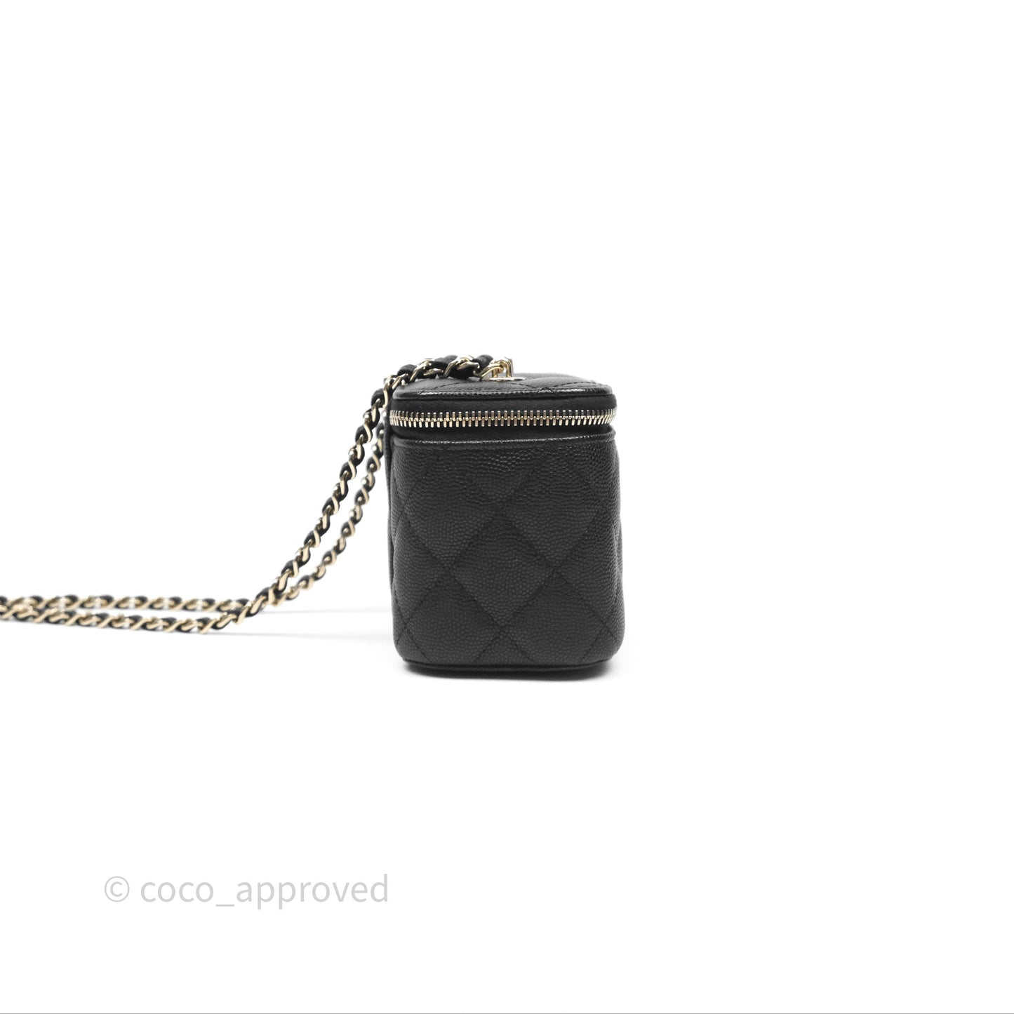 Chanel Mini Vanity With Chain Black Caviar Gold Hardware