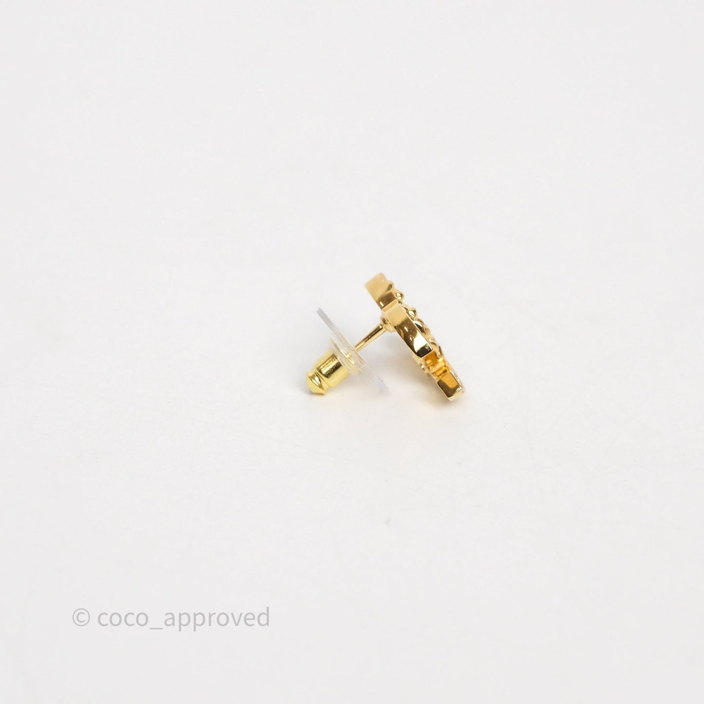 Chanel Crystal CC Earrings Gold Tone 26C