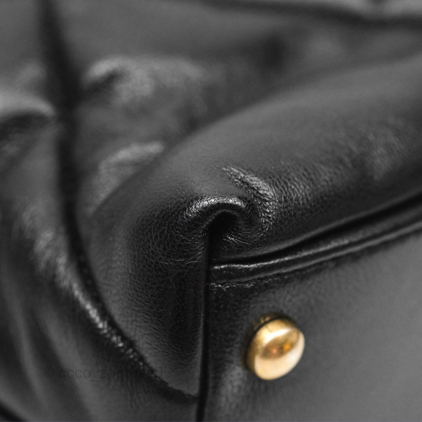 Chanel Small Quilted Bowling Bag Black Lambskin Aged Gold Hardware