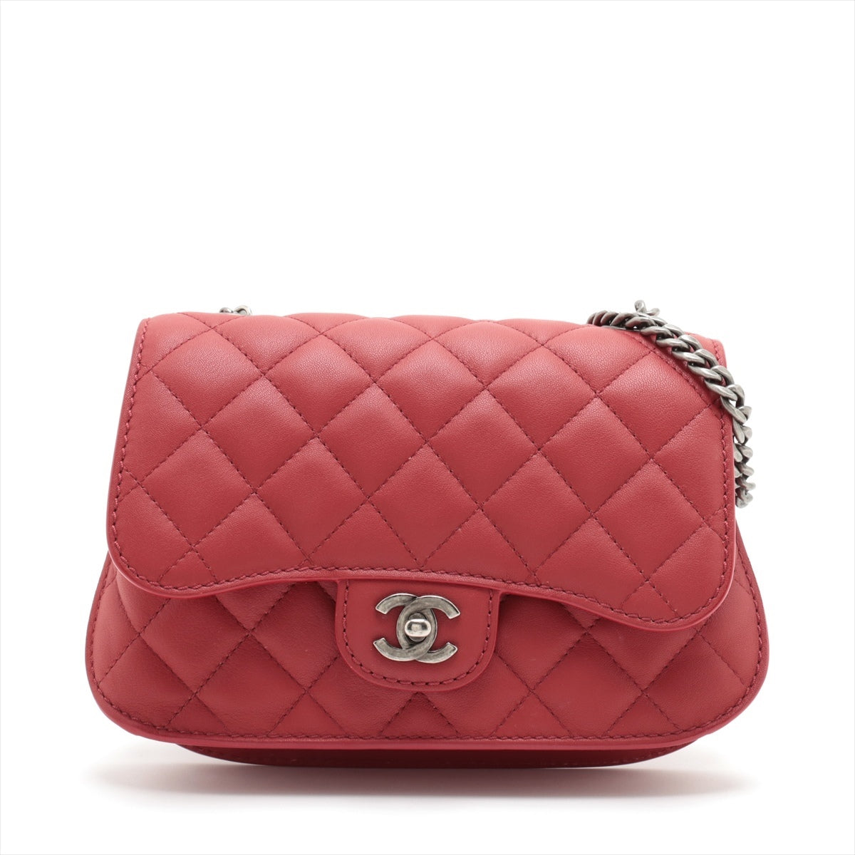 Chanel Matrasse Leather Chain Shoulder Bag Red Silver G  23rd