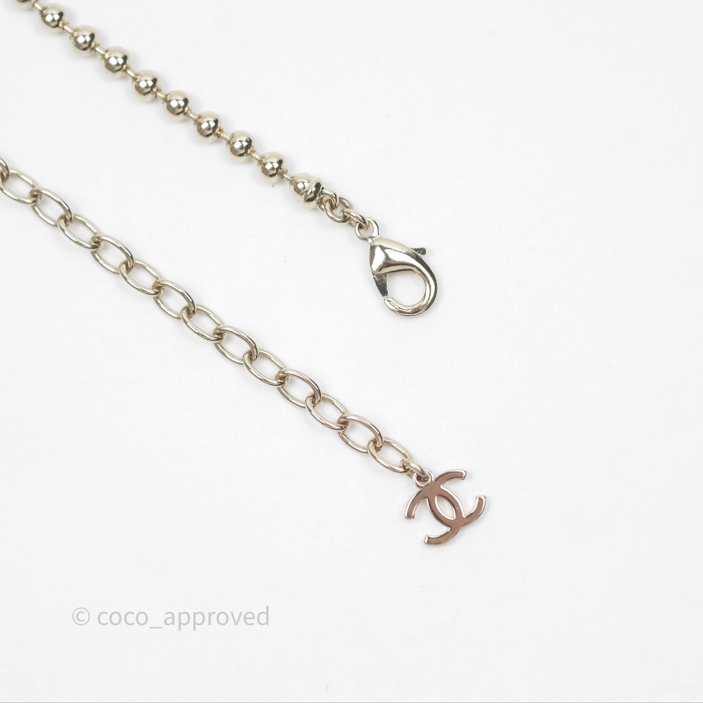 Chanel CC Guitar Drop Necklace Gold Tone 24A