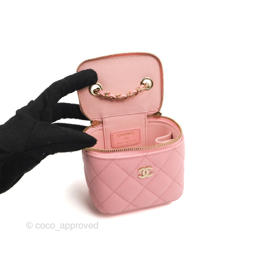 Chanel Mini Vanity With Chain Pink Caviar Gold Hardware