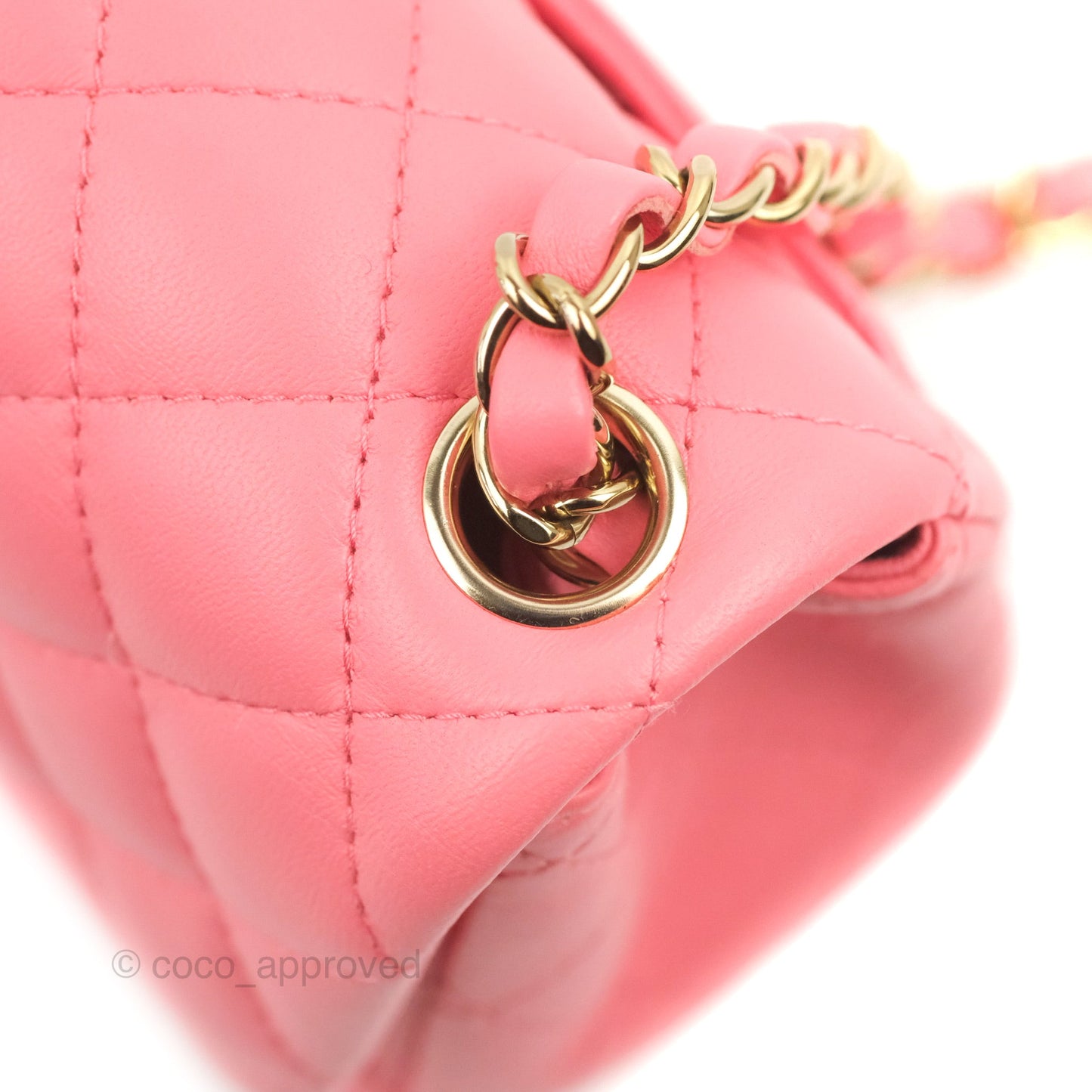 Chanel Mini Square Flap Pink Lambskin Gold Hardware