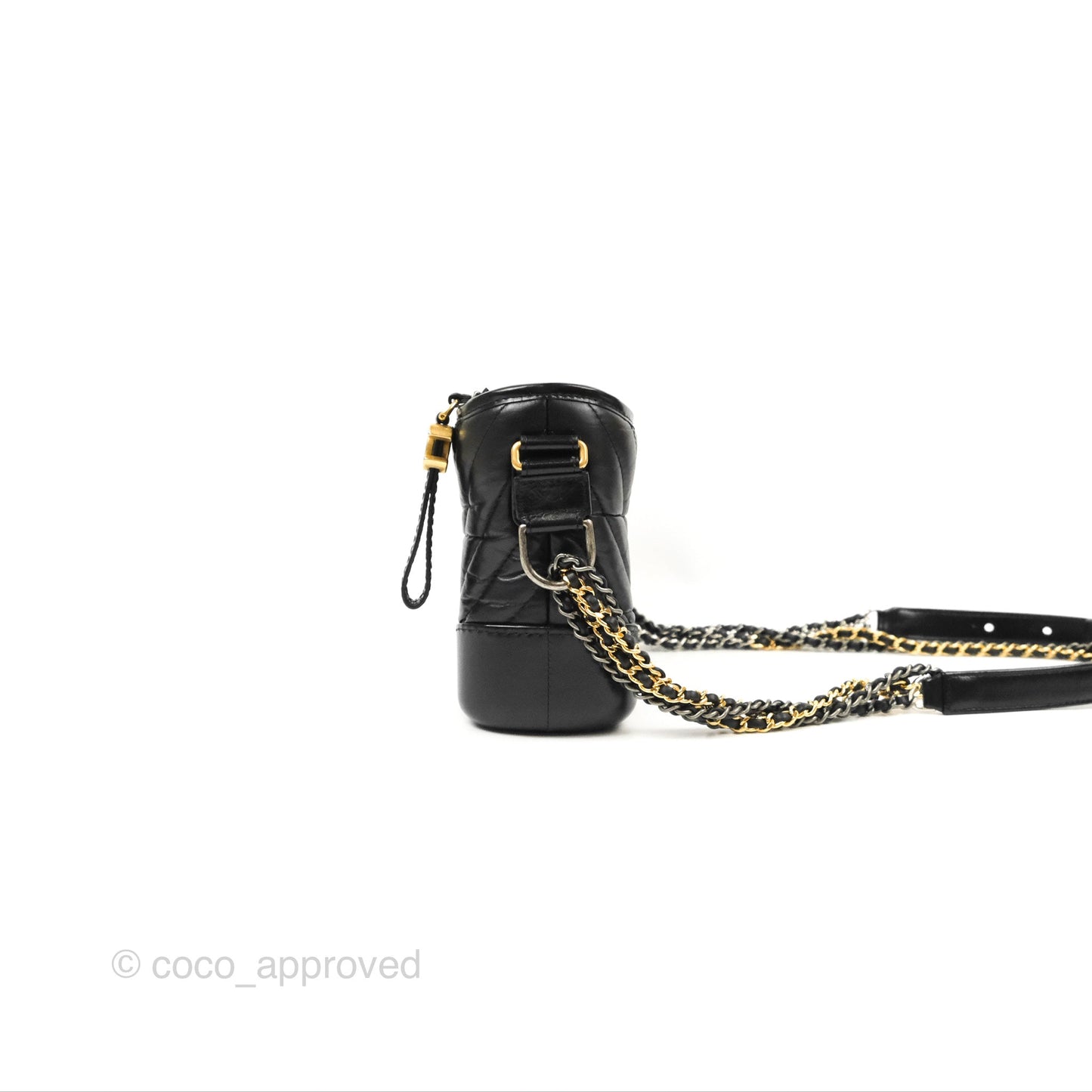 Chanel Calfskin Chevron Small Gabrielle Hobo Black Mixed Hardware