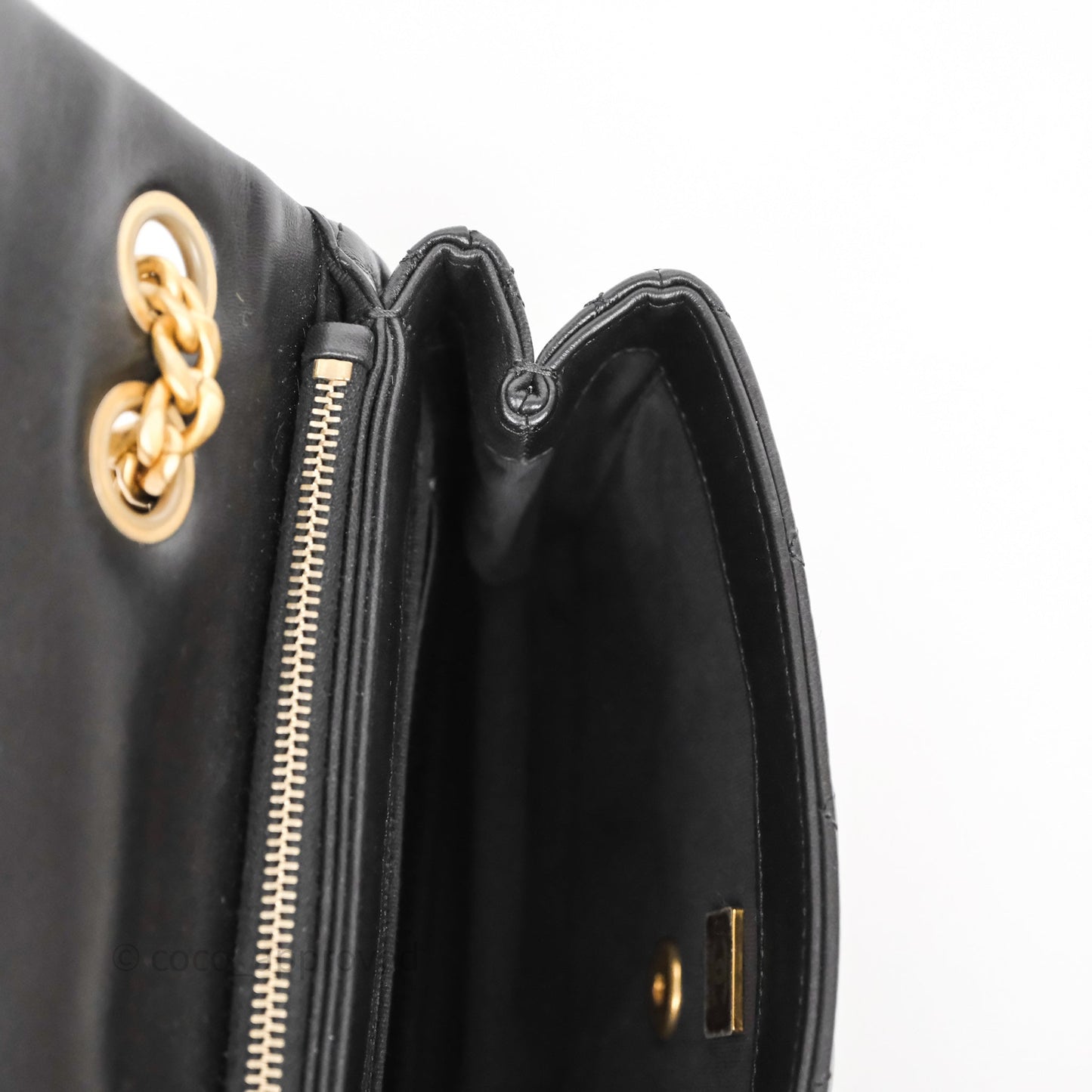 Chanel Small All Slide Adjustable Chain Flap Bag Black Lambskin Aged Gold Hardware 22K