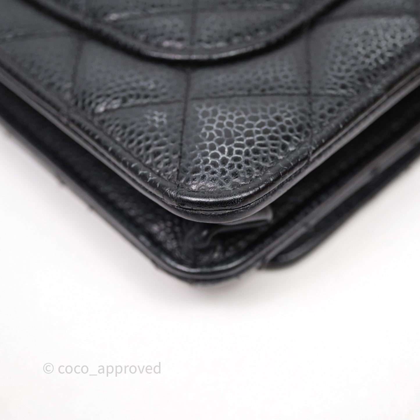 Chanel Classic Wallet On Chain WOC Quilted Black Caviar Gold Hardware