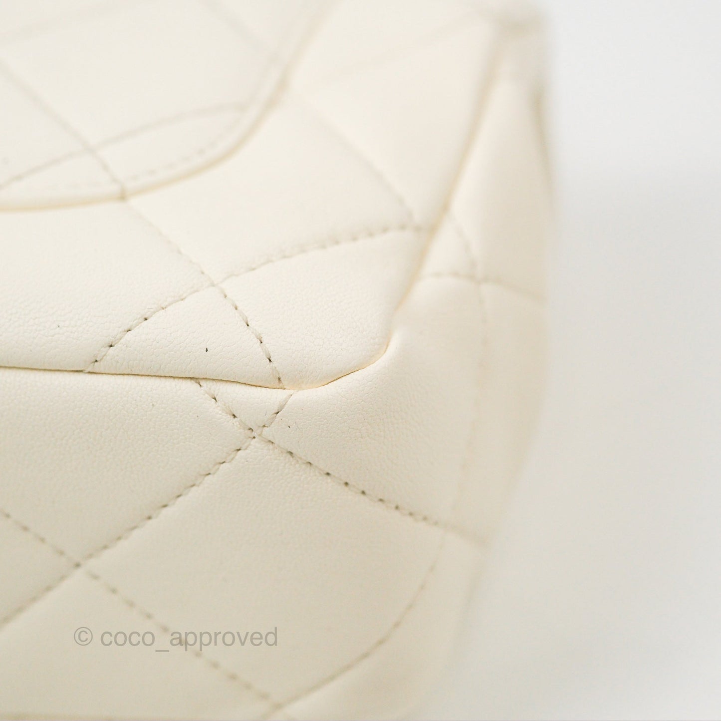 Chanel Quilted Flap Bag With Chanel Logo Top Handle White Calfskin Gold Hardware