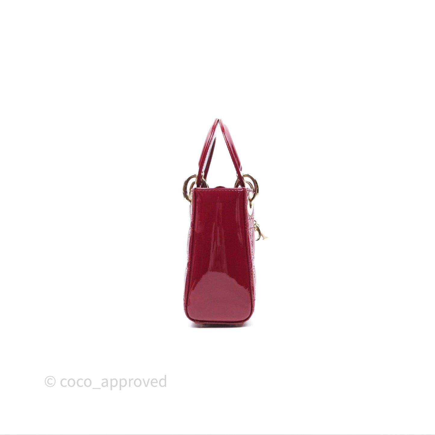 Christian Dior Mini Lady Dior Red Patent Cannage Gold Hardware
