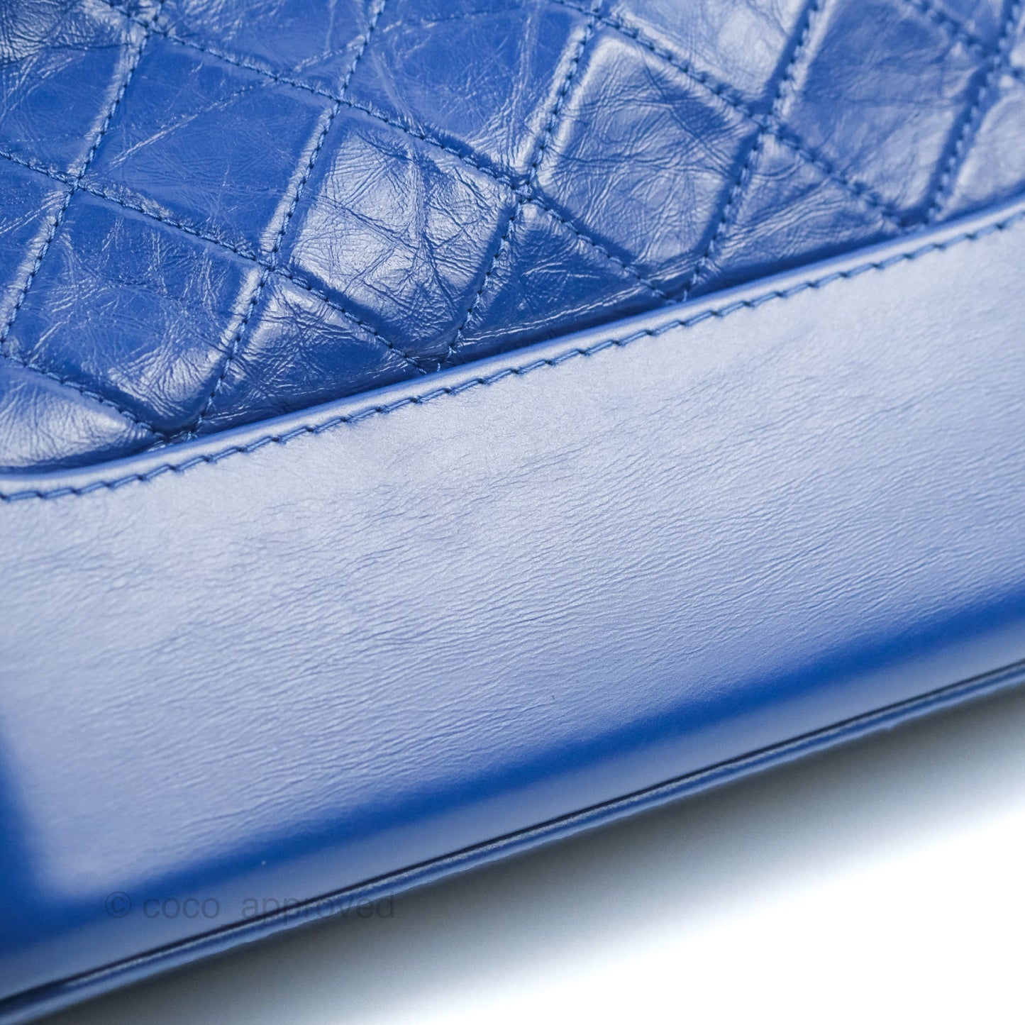 Chanel New Medium Gabrielle Blue Logo Handle Aged Calfskin Mixed Hardware