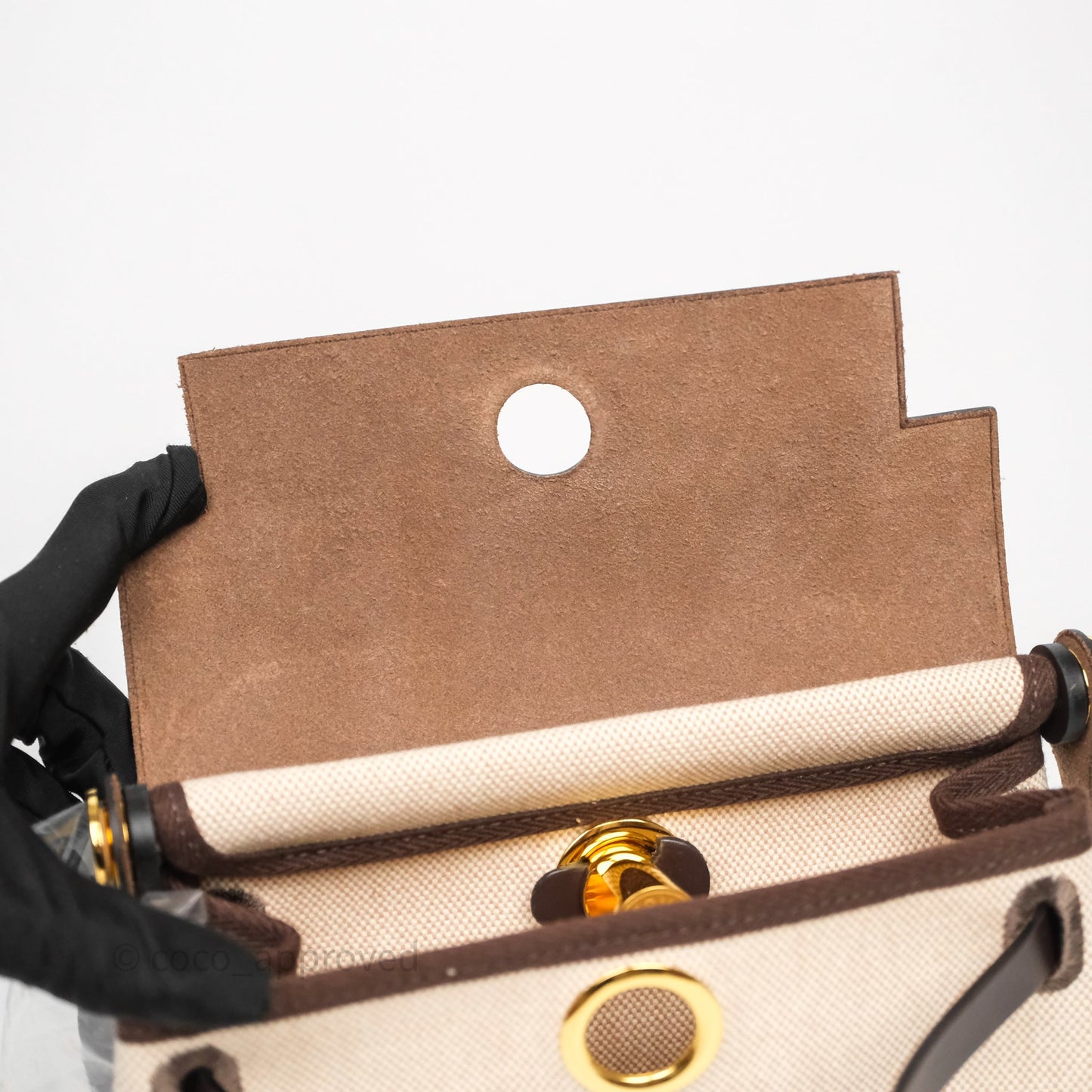 Hermès Herbag Zip 20 Mini Ecru Beige 14/ Ebene 46 Canvas Gold Hardware