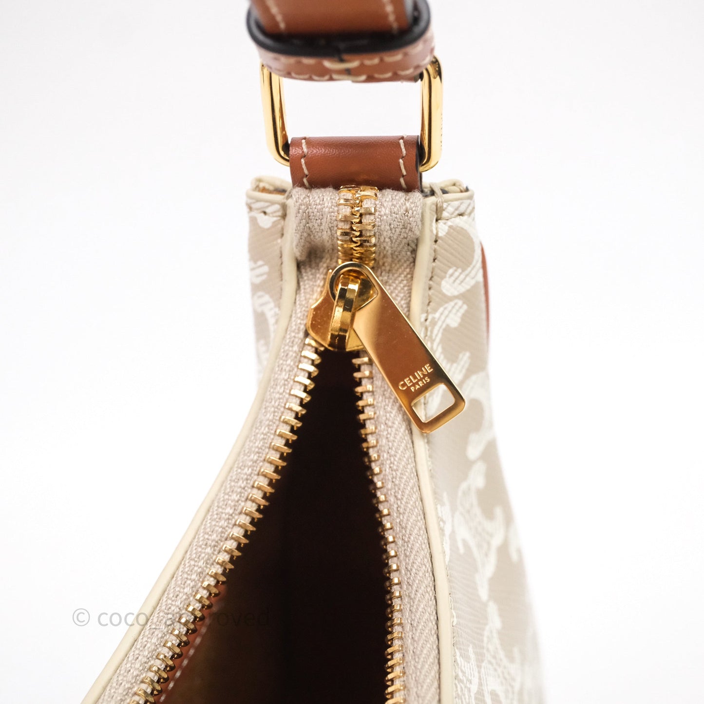Celine Ava Bag In Triomphe Canvas Calfskin Grege