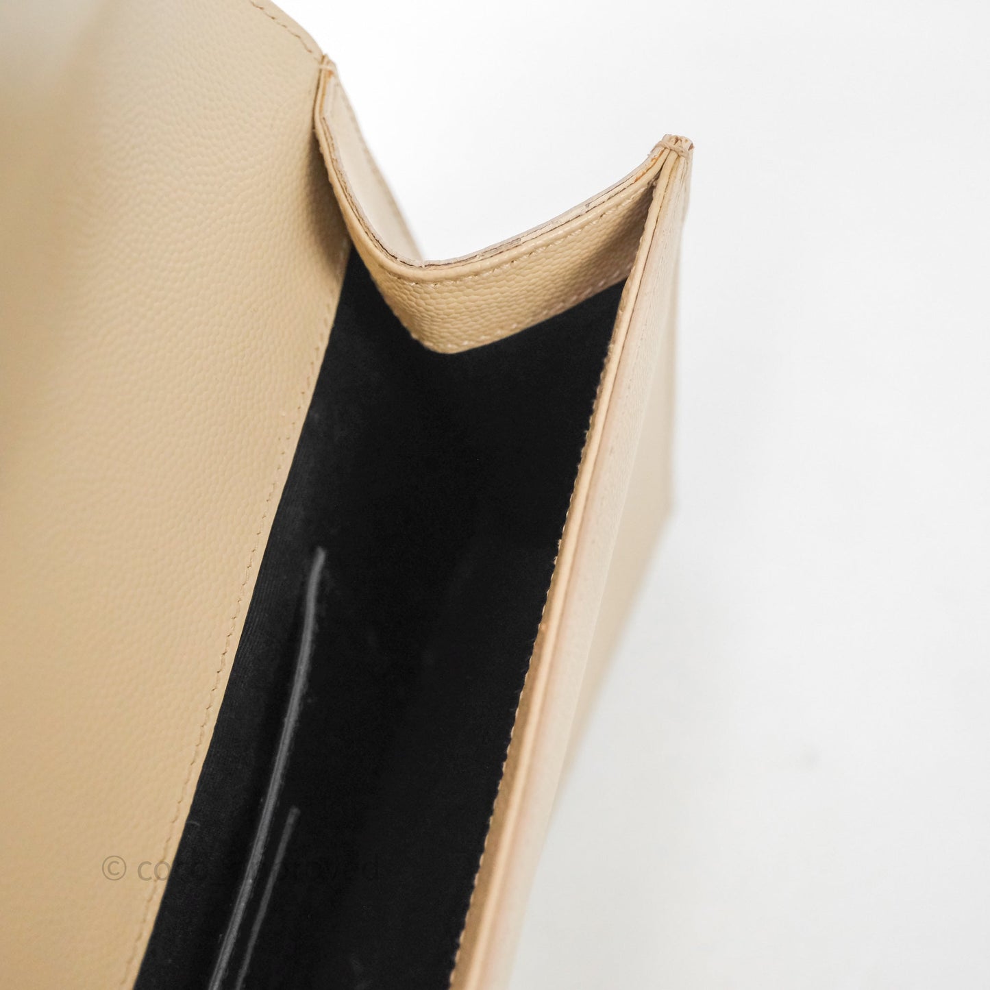 Saint Laurent Kate Clutch Monogram Beige Grain De Poudre Gold Hardware