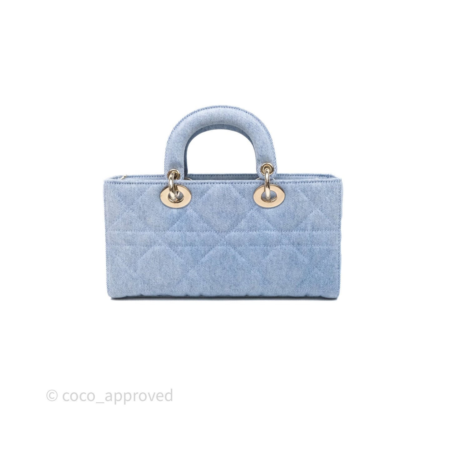 Christian Dior Medium Lady D-Joy Bag Denim Cannage Gold Hardware