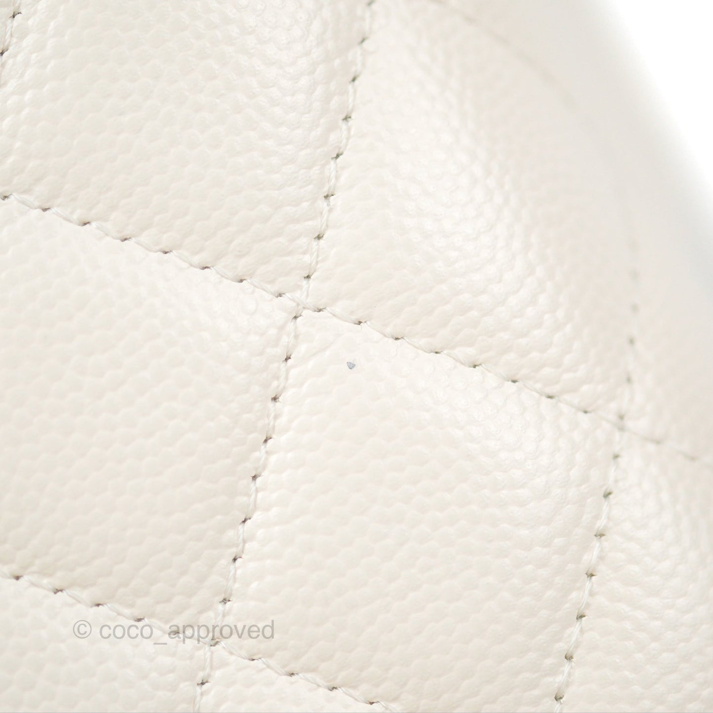 Chanel Quilted Top Handle Vanity Case White Caviar Gold Hardware