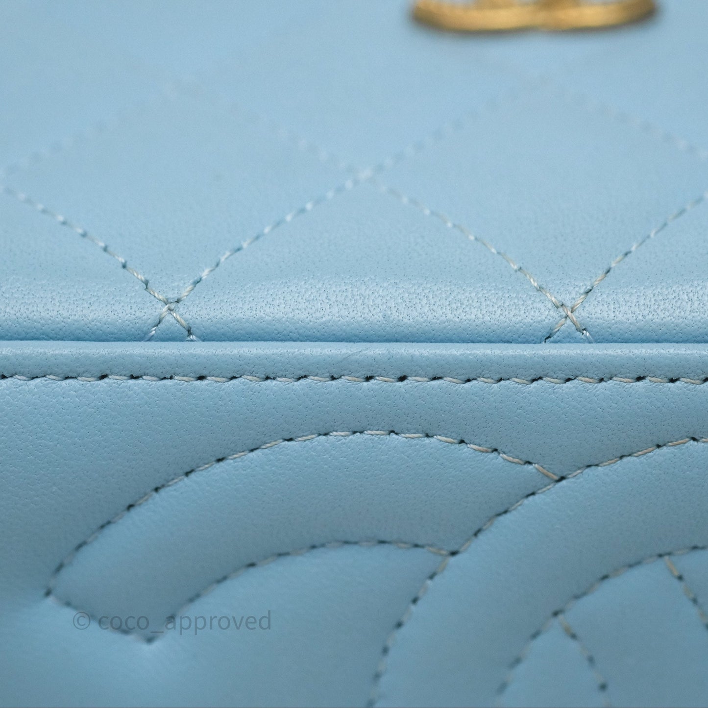 Chanel Vanity Rectangular Top Handle Blue Lambskin Gold Hardware