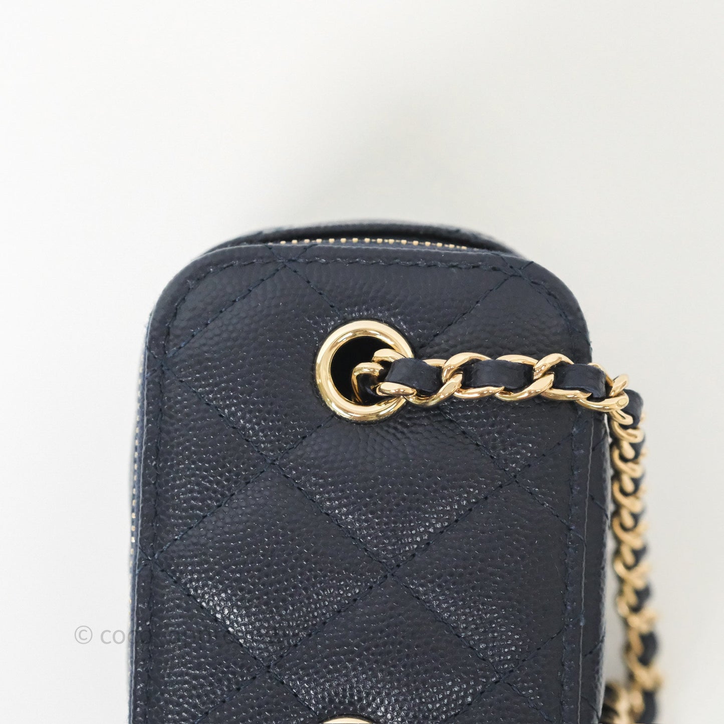 Chanel Mini Vanity With Chain Navy Caviar Gold Hardware