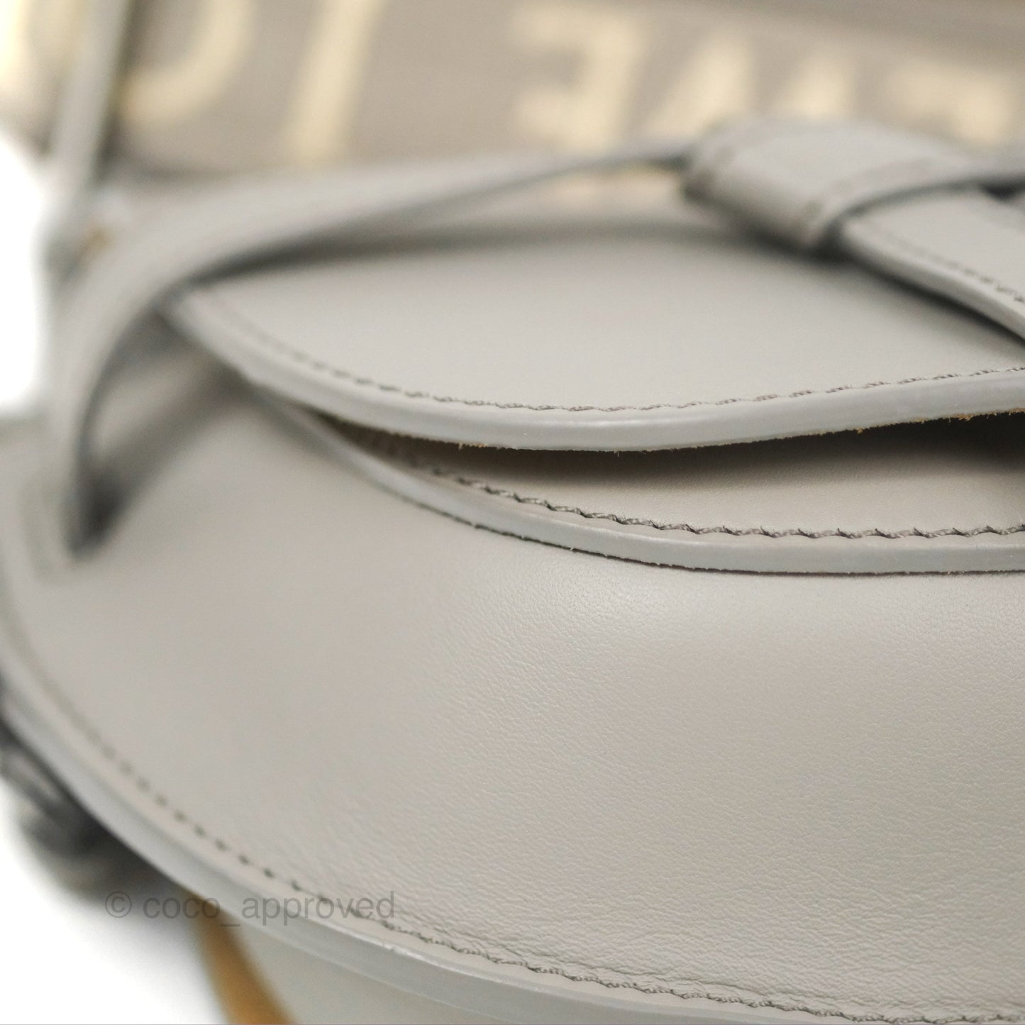 Loewe Mini Gate Dual Bag in Soft Calfskin & Jacquard Strap Light Grey