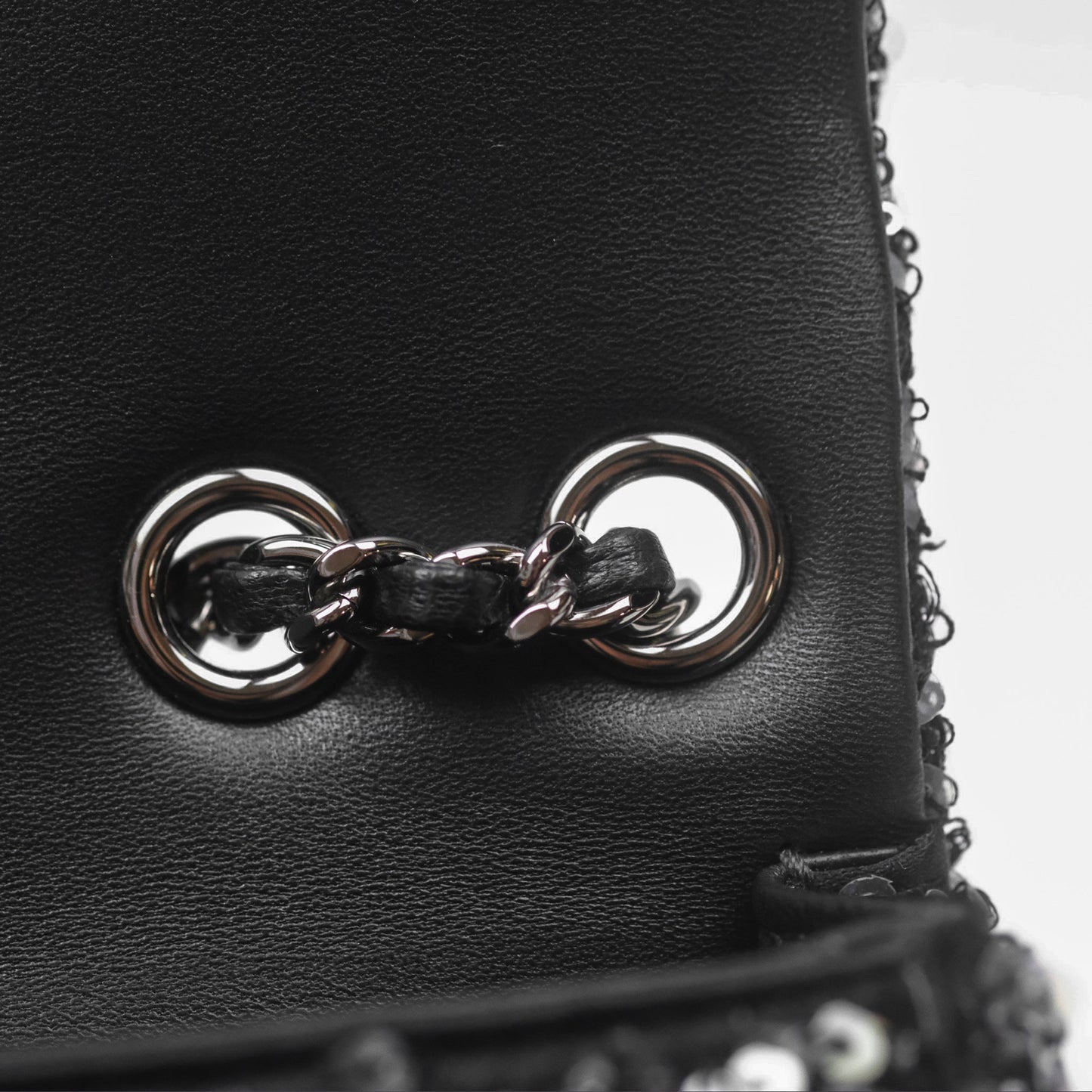 Chanel Flap Bag Sequin Black Silver Hardware 23S