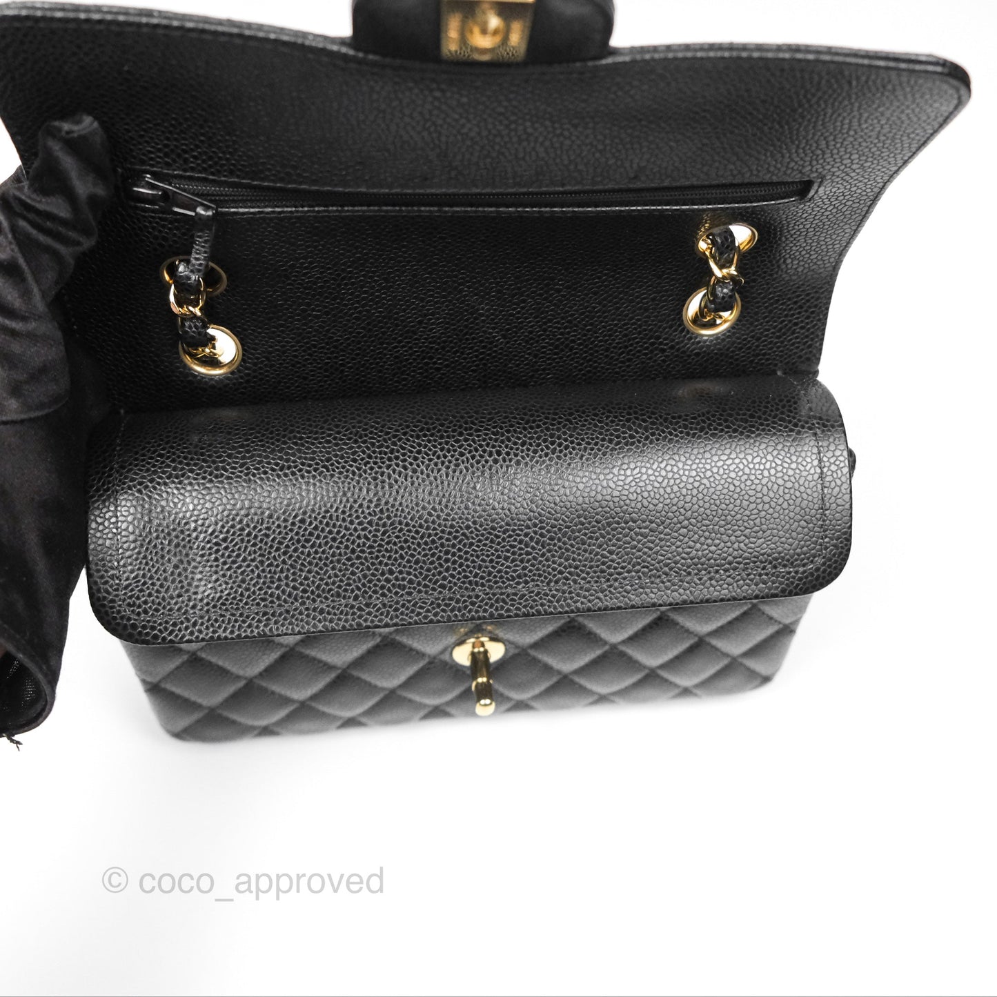 Chanel Small Classic Flap Quilted Black Caviar Gold Hardware