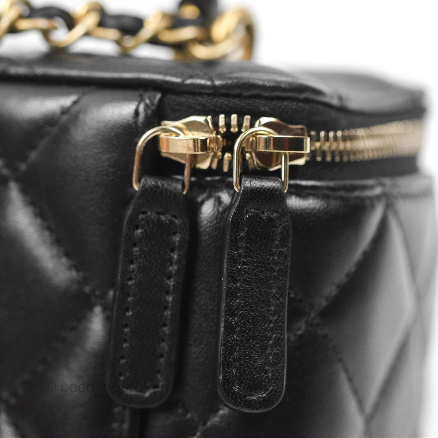 Chanel Vanity Rectangular Top Handle Black Lambskin Gold Hardware