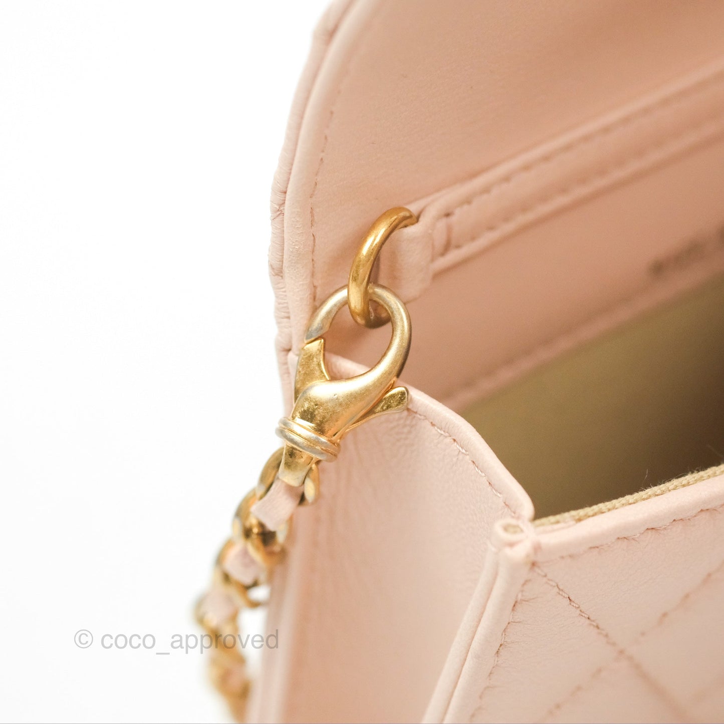 Chanel Mini Pearl Crush Clutch With Chain Belt Rose Clair Pink Aged Gold Hardware