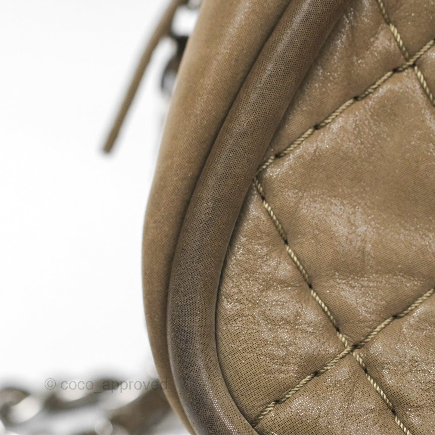 Chanel Quilted Camera Case Bag Iridescent Taupe Calfskin Silver Hardware