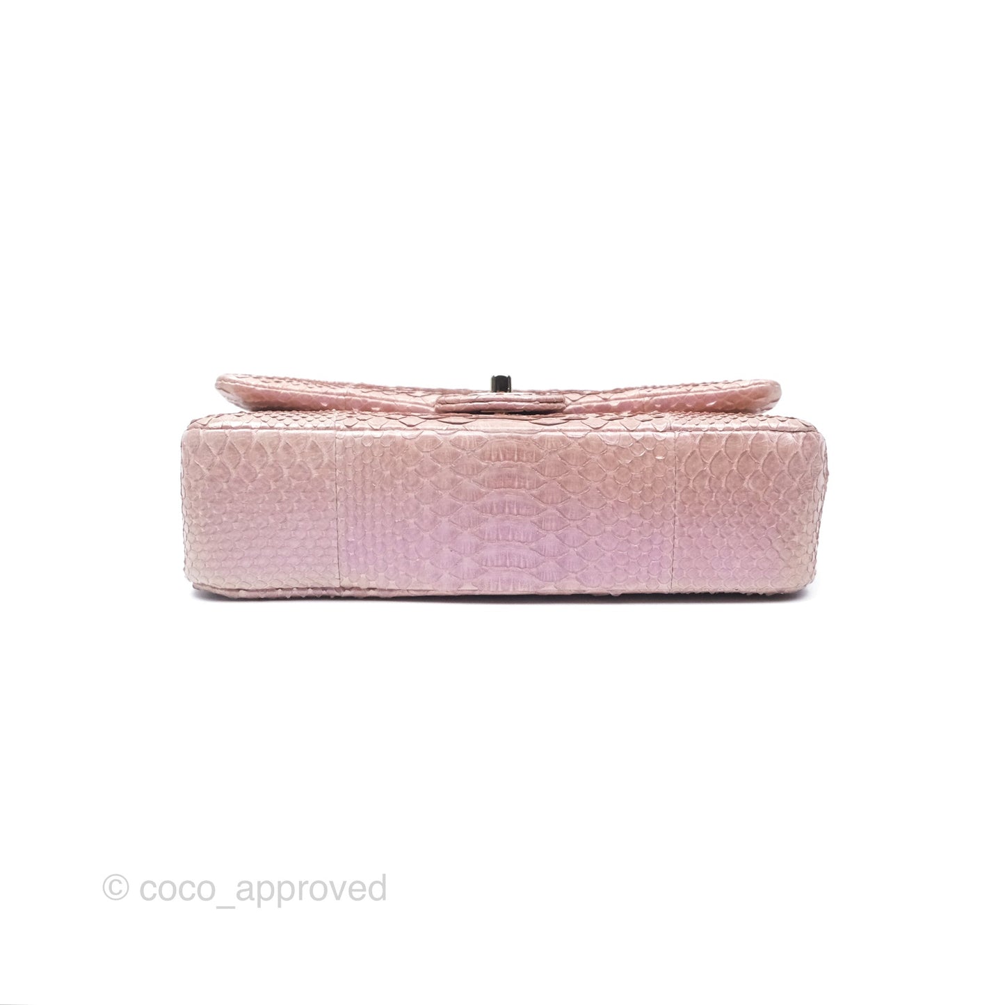 Chanel Classic M/L Medium Flap Quilted Iridescent Pink Python Gold Hardware